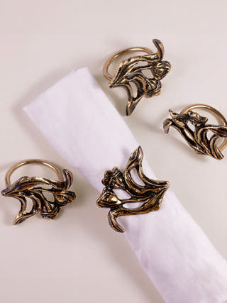 Kasheer Hund Golden Tulip Napkin Ring - Set of 4