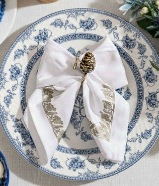 Himalayan Golden Pine Cone Charm Napkin Ring - Set of 4