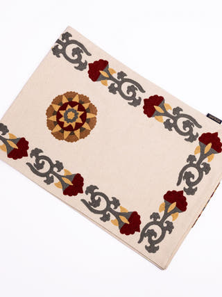 Suzani Style Crewel Embroidered Fergana Table Runner