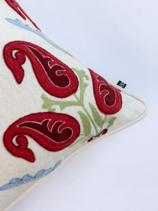 Suzani Style Aari Embroidered Dainposh Cushion Cover