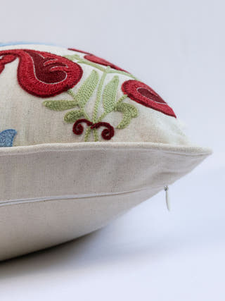 Suzani Style Aari Embroidered Dainposh Cushion Cover
