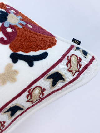 Suzani Style Crewel Embroidered Sun & Moon Cushion Cover