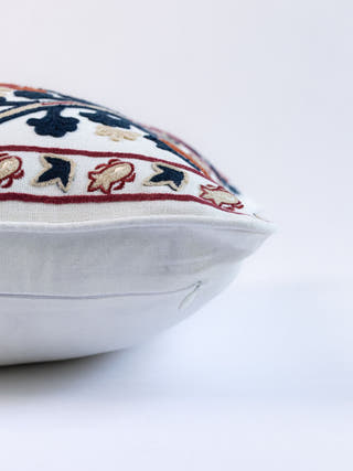 Suzani Style Crewel Embroidered Sun & Moon Cushion Cover