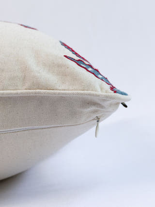 Suzani Style Aari Embroidered Red Wedlock Cushion Cover