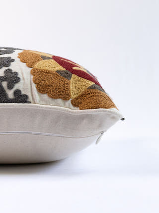 Suzani Style Crewel Embroidered Fergana Cushion Cover