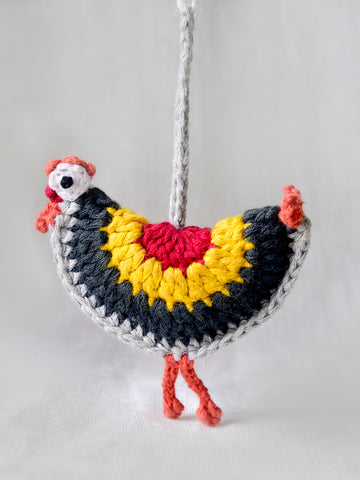 Rooster Gray Yellow Red White Black