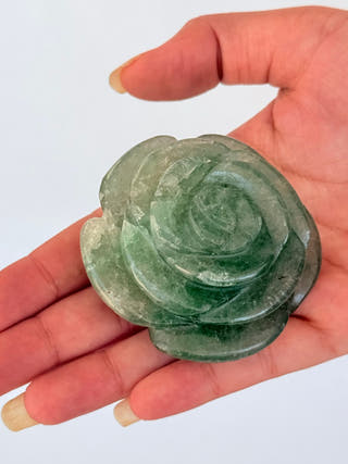 Green Aventurine Flower Hand Carved Crystal