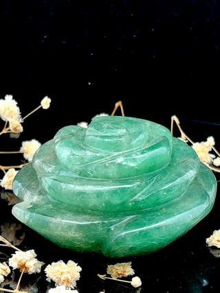 Green Aventurine Flower Hand Carved Crystal