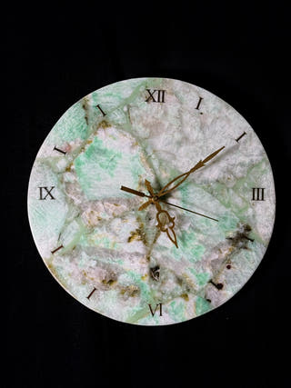 Amazonite Round Wall Clock in Natural Stone Finish
