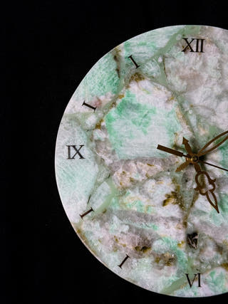 Amazonite Round Wall Clock in Natural Stone Finish