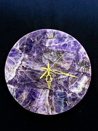 Amethyst Round Wall Clock in Natural Stone Finish