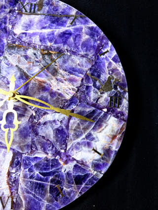 Amethyst Round Wall Clock in Natural Stone Finish