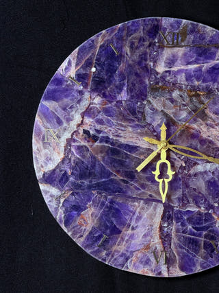Amethyst Round Wall Clock in Natural Stone Finish