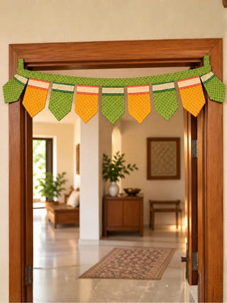 Festive Home Gift Box | Handcrafted Green Fabric Toran