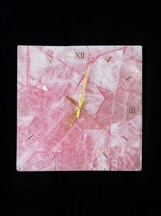 Rose Quartz Square Wall Clock in Natural Stone Finish