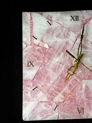 Rose Quartz Square Wall Clock in Natural Stone Finish