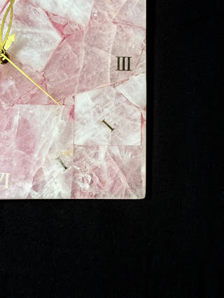 Rose Quartz Square Wall Clock in Natural Stone Finish