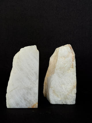 White Quartz Bookends Pair