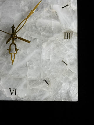White Quartz Square Wall Clock in Natural Stone Finish