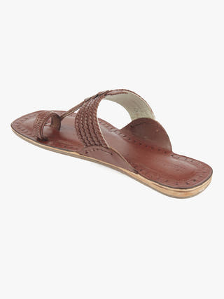 Woman in Red Kolhapuri Chappal for Women