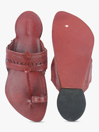 Striking Red Men Kolhapuri Chappal