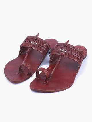 Striking Red Men Kolhapuri Chappal