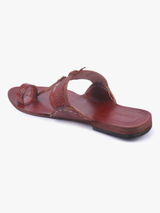 Stable Red Kolhapuri Chappal for Women
