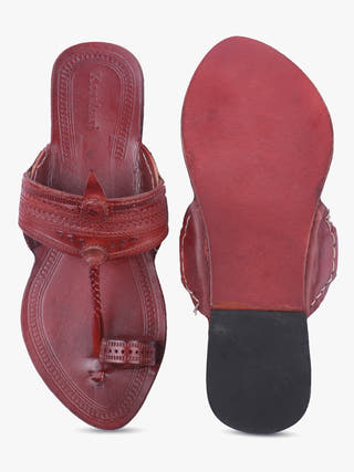 Stable Red Kolhapuri Chappal for Women