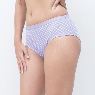 Organic Everyday Undies Lavender Checks Hipster - Set of 3 SochGreen