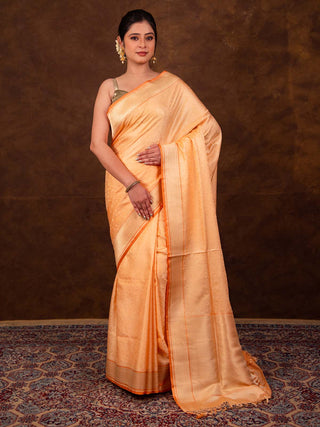 Pastel Orange Katan Tanchoi Saree HKVBenaras