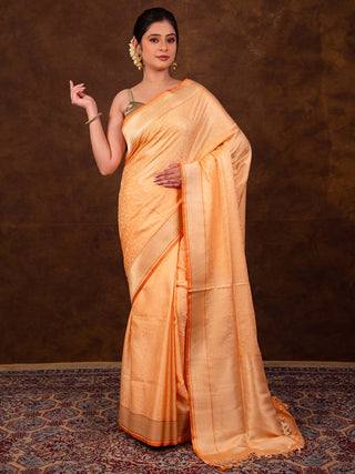 Pastel Orange Katan Tanchoi Saree HKVBenaras