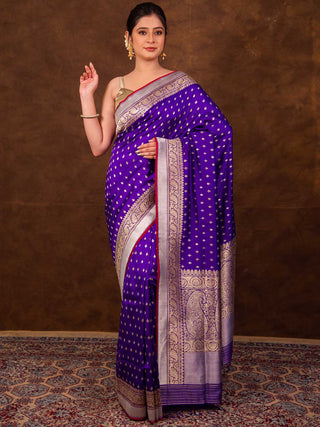 Purple Pure Katan Kadhwa Saree HKVBenaras