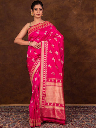 Rani Pink Katan Meenakari Saree HKVBenaras