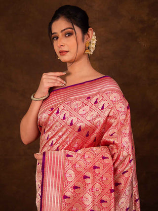 Shuttle Zari Kadhwa Meenakari Saree HKVBenaras