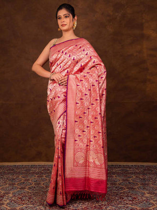 Shuttle Zari Kadhwa Meenakari Saree HKVBenaras