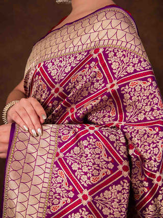Kadhwa Jangla Traditional Border Saree HKVBenaras