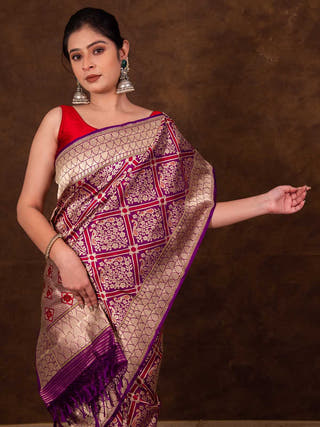 Kadhwa Jangla Traditional Border Saree HKVBenaras