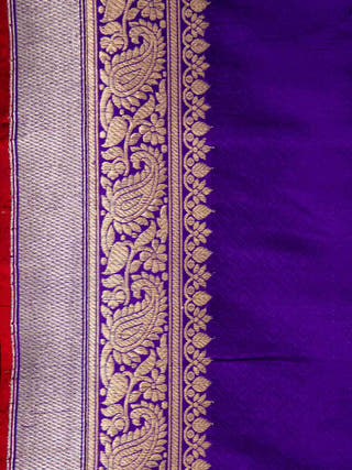 Purple Pure Katan Kadhwa Saree HKVBenaras