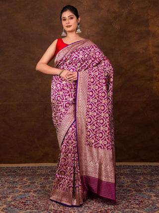 Double Jaal Kadhwa Meenakari Saree HKVBenaras