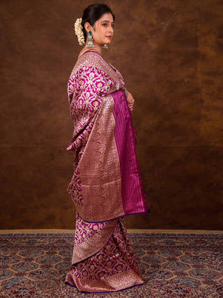 Double Jaal Kadhwa Meenakari Saree HKVBenaras