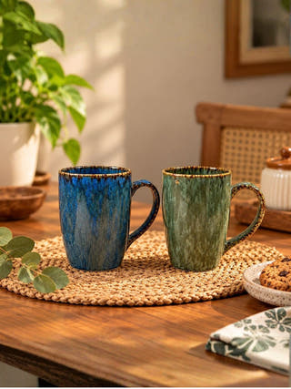 Cozy Home Gift Box | Ceramic Mugs & Block Print Cushion Covers