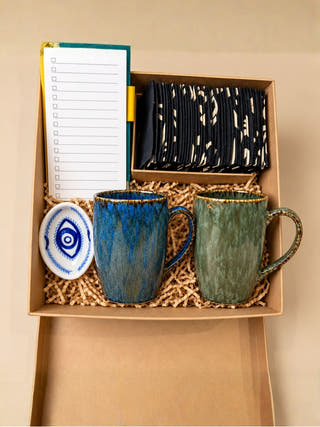Mindful Self-Care Gift Box | Affirmation Cards, To-Do List, Evil Eye Holder & Ceramic Mugs