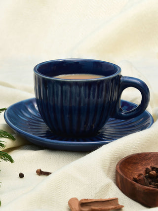 Blue Cup And Saucer Set Of 2 Pcs Home Yarn