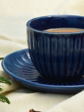 Blue Cup And Saucer Set Of 2 Pcs Home Yarn