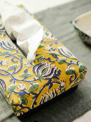 Yellowy Hand Woven Tissue Box Home Yarn