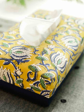 Yellowy Hand Woven Tissue Box Home Yarn