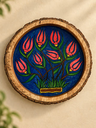 Handpainted Bark Edged Tulip Garden Tray