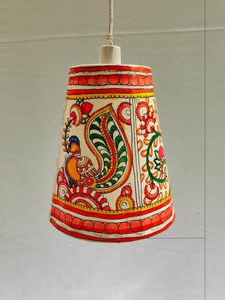 Handcrafted Tholu Bommalata Peacock Bloom Hanging Lamp