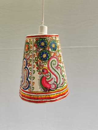 Handcrafted Tholu Bommalata Peacock Hanging Lamp
