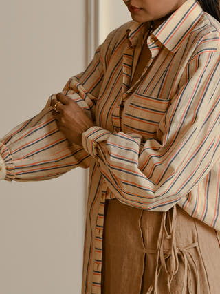 Crema handwoven cotton shirt Headstrongg by Hema Sharma